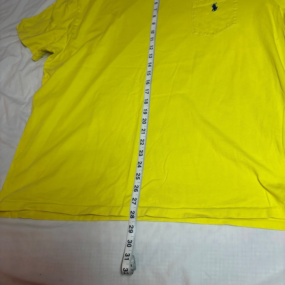 Polo Ralph Lauren XL Yellow Short Sleeve Pocket T-Shirt Navy Pony Logo Cotton - Picture 5 of 7